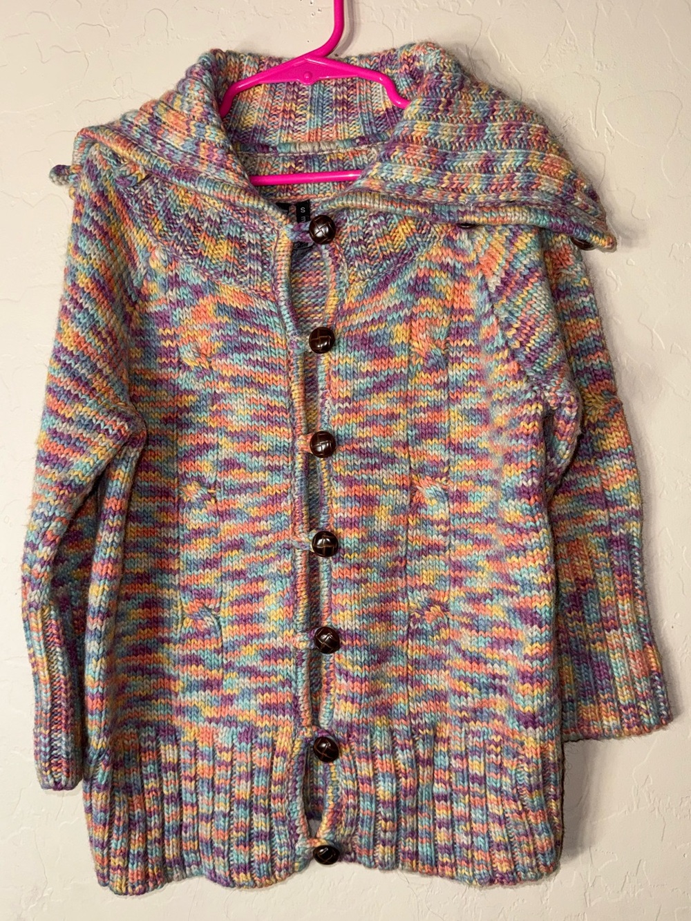 Takeout Kids Multicolor Wool Blend Chunky Knit Button Cardigan Sweater Size S